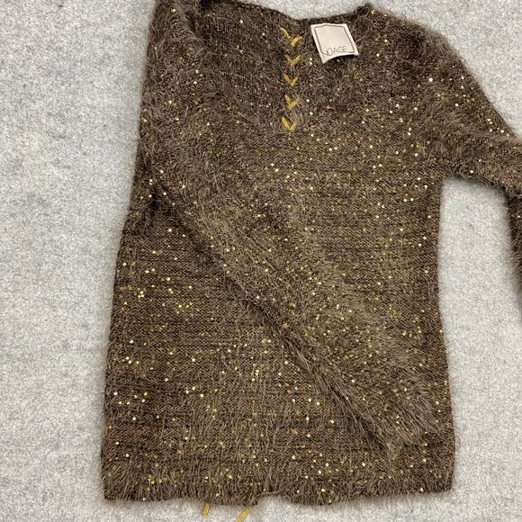 NUAGE sweater womens L fuzzy lace Christmas statement sparkle anne fontaine bold - Picture 6 of 10